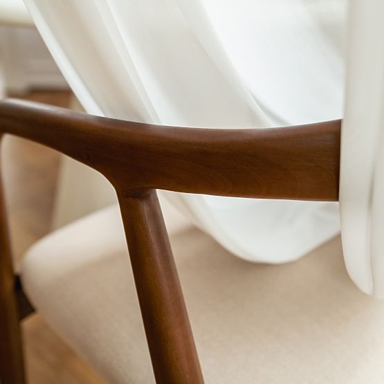 Wooden Chair Ludvika, Rounded, Walnut/Beige