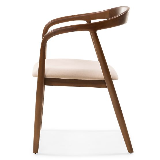 Wooden Chair Ludvika, Rounded, Walnut/Beige