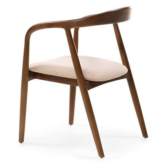 Wooden Chair Ludvika, Rounded, Walnut/Beige