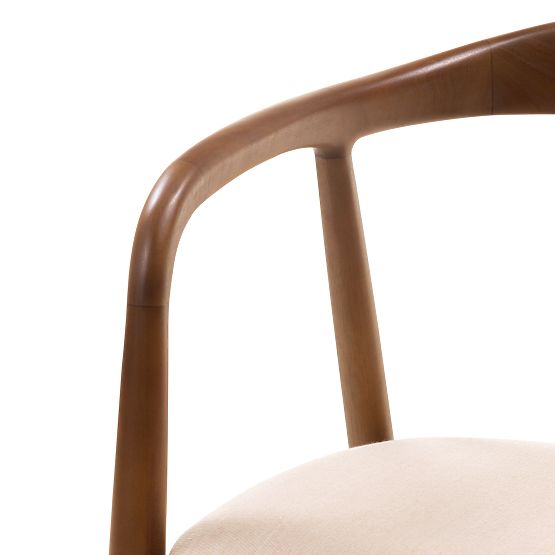 Wooden Chair Ludvika, Rounded, Walnut/Beige