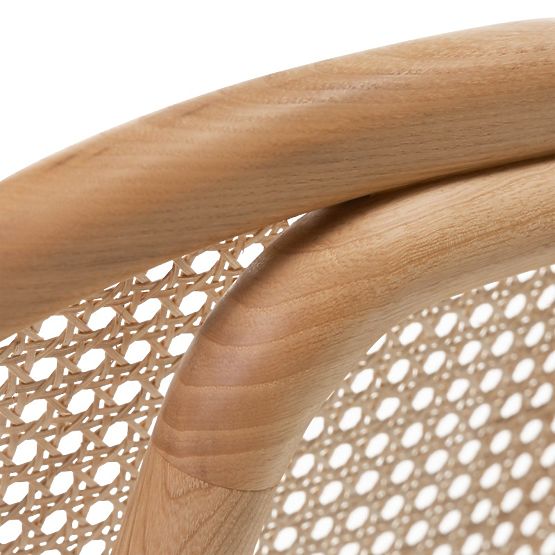 Wooden Chair Monet with Viennese Weave, Rattan, Velour, Natural/Light Beige