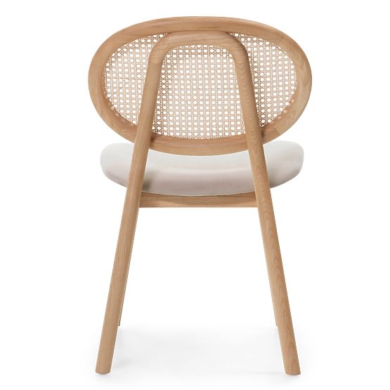 Wooden Chair Monet with Viennese Weave, Rattan, Velour, Natural/Light Brown