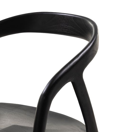 Wooden Chair Sande Rounded, Black, Teak Wood