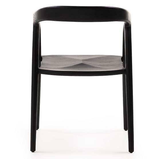 Wooden Chair Sande Rounded, Black, Teak Wood