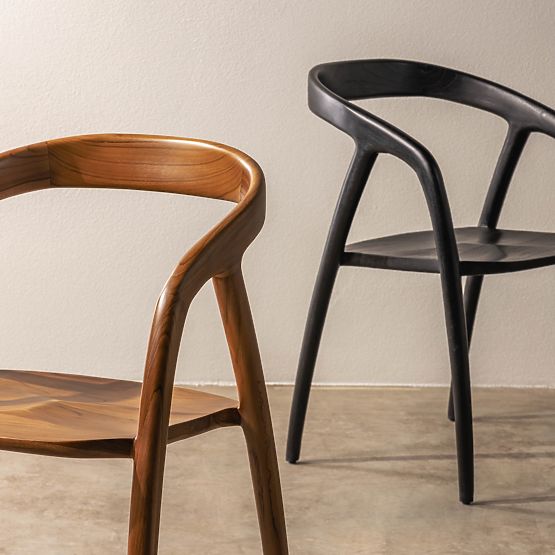 Wooden Chair Sande Rounded, Natural, Teak Wood