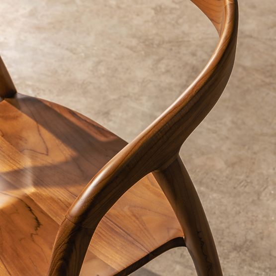 Wooden Chair Sande Rounded, Natural, Teak Wood