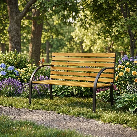 Wooden Garden Bench with Backrest 122x57 cm Park MultiGarden