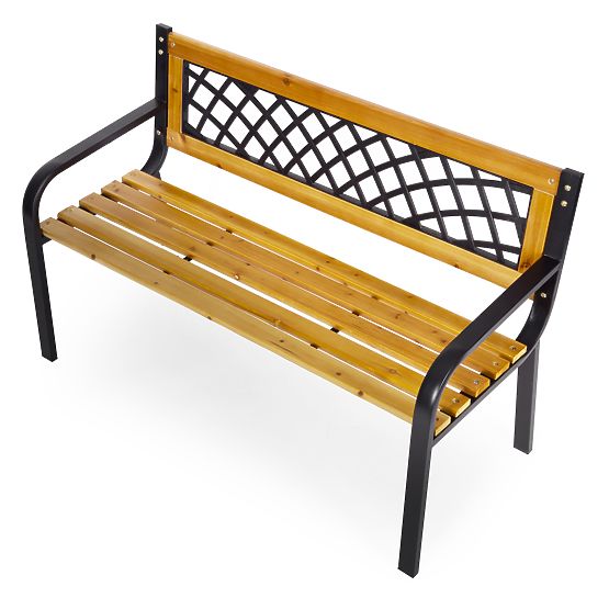 Wooden Garden Bench with Lattice Backrest 118x52 cm Park MultiGarden