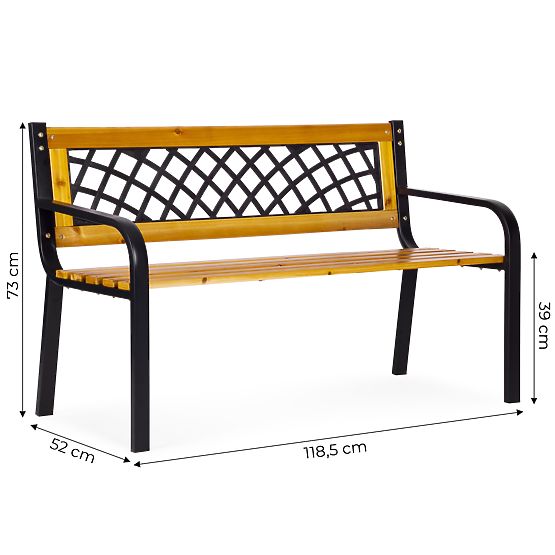 Wooden Garden Bench with Lattice Backrest 118x52 cm Park MultiGarden