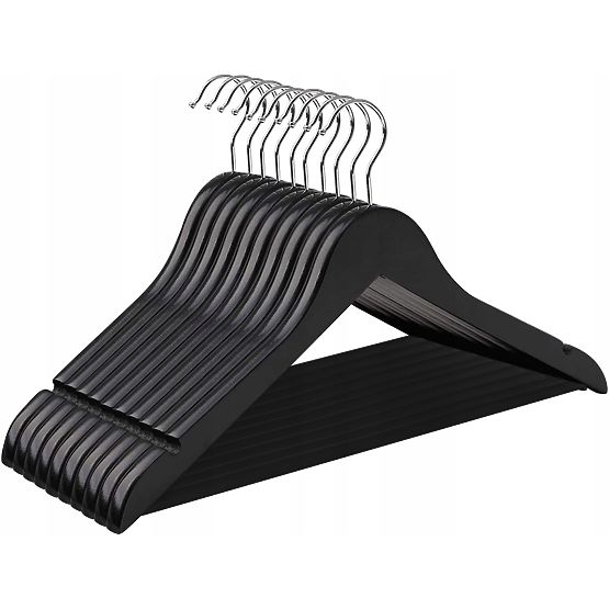 Wooden Hanger RONDO Set of 10 Black
