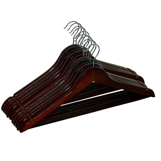 Wooden Hanger RONDO Set of 10 pcs Dark Brown