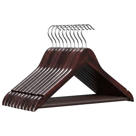 Wooden Hanger RONDO Set of 10 pcs Dark Brown
