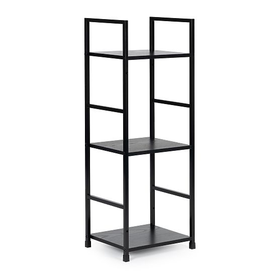 Wooden Modern Shelf Metal Frame LOFT 3 Shelves Black