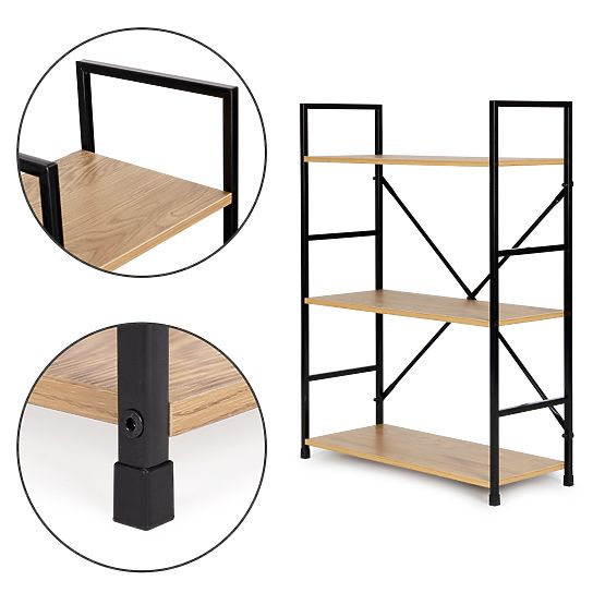 Wooden Shelf with Metal Frame Wide LOFT 3 Shelves