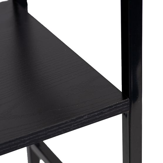 Wooden Shelf with Wide Metal Frame LOFT 3 Shelves Black