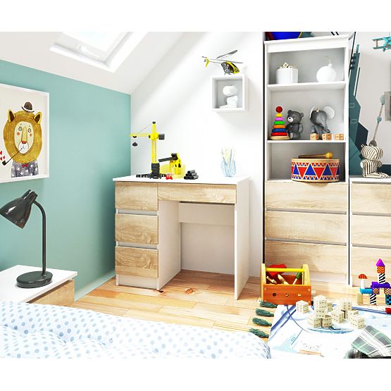 WRITING DESK A-7 CLP PK WHITE / SONOMA LEFT-SIDED