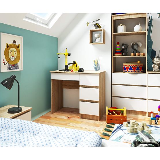 WRITING DESK A-7 CLP SONOMA / WHITE PK RIGHT-SIDED