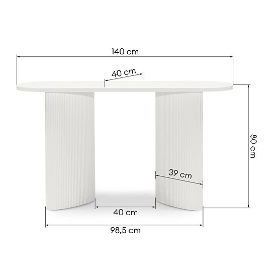 Writing Desk/Console Pauline 140 cm, White, Slats
