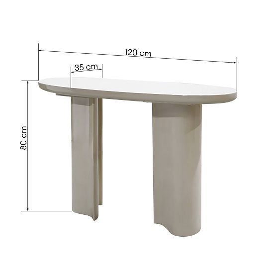 Writing Desk/Console Puro 120 cm, Light Beige, Glossy