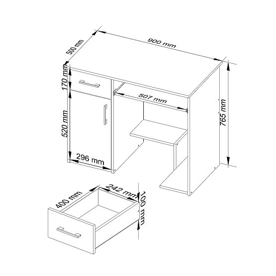 WRITING DESK JAY PK WHITE / BLACK GLOSS
