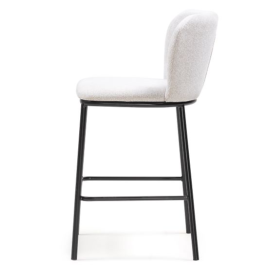 Yasmin II Bar Stool, Ecru/Black Legs