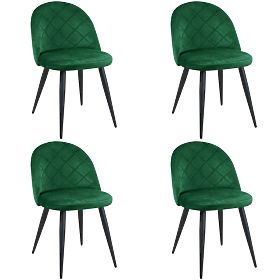 4x Velvet Upholstered Chairs SJ.077 Bottle Green