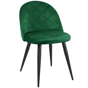 4x Velvet Upholstered Chairs SJ.077 Bottle Green