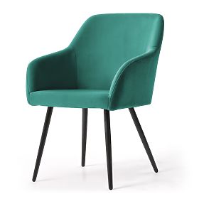 6x Smooth Upholstered Velvet Chair Bottle Green ESTELLE Black Legs