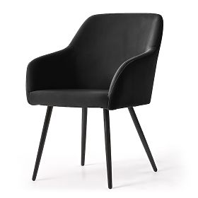 6x Velvet Upholstered Smooth Chair Black ESTELLE Black Legs