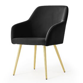 6x Velvet Upholstered Smooth Chair Black ESTELLE Gold Legs