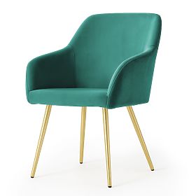 6x Velvet Upholstered Smooth Chair Bottle Green ESTELLE Gold Legs
