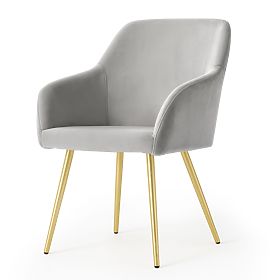 6x Velvet Upholstered Smooth Chair Gray ESTELLE Gold Legs