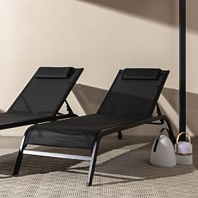 Adjustable Garden Lounger Sandy, Black/Graphite