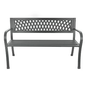Ajour Garden Bench with Backrest Park Style for Terrace Balcony Metal Frame Graphite