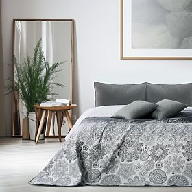 ALHAMBRA Throw Grey Printed Microfiber Material 220x240 DecoKing