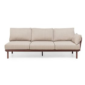 Amarello Garden Corner Sofa with Table, Aluminum, Wicker, Light Beige/Burgundy Brown