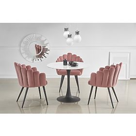 AMBROSIO Round Table, Top - Glass, Leg - Black (2p=1pc), Halmar