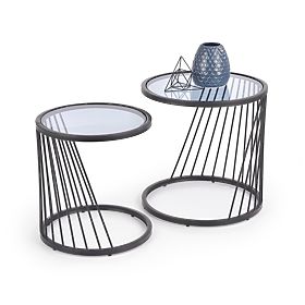 ANTILLA set of 2 tables black / smoked (1p=1pc), Halmar