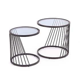 ANTILLA set of 2 tables black / smoked (1p=1pc), Halmar