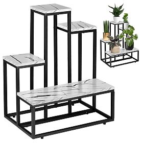 ANTIRES White Marble Metal Plant Stand