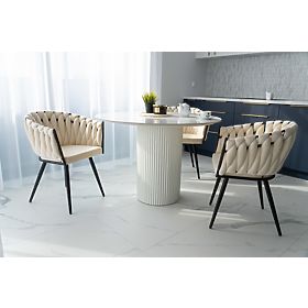 Aston Velvet Beige Knitted Velvet Chair