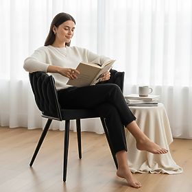 Aston Velvet Black Knitted Velvet Chair