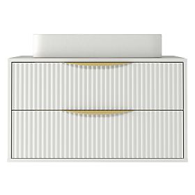 Avila 2.0 Cabinet for Countertop Sink, 80 cm, Grooved, Gold Handles, White, lectus