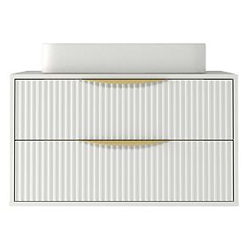 Avila 2.0 Cabinet for Countertop Sink, 80 cm, Grooved, Gold Handles, White, lectus