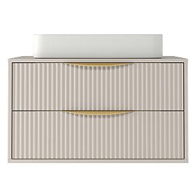 Avila 2.0 Under-Sink Cabinet, 80 cm, Grooved, Gold Handles, Cashmere, lectus
