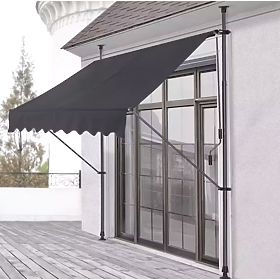Balcony Sun Awning with Adjustable Height, Waterproof with Manual Crank