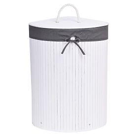Bamboo Corner Laundry Basket with Lid White-Grey