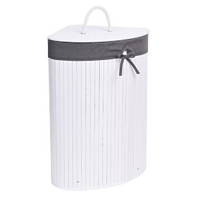 Bamboo Corner Laundry Basket with Lid White-Grey