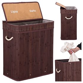Bamboo Laundry Basket with Lid 100L Wenge