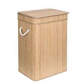 Bamboo Laundry Basket with Lid SOREN 80L Natural